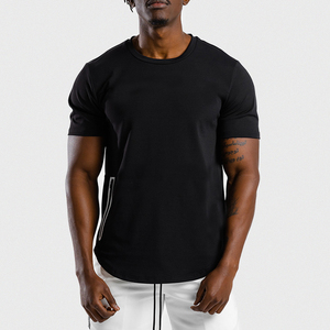 Wholesale <b>Black</b> Blank Side Split Men's Fashion Gym Sportswear T-<b>Shirt</b> - Product Image 4
