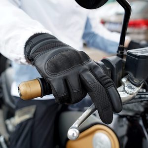 Guantes de cuero personalizados para motocicleta, de alta calidad, con protección de plástico moldeado duro para manos, para motoristas - Product Image 6