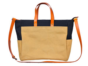 High Quality Unisex Office Fashion Three Zipper Messenger <b>Handbag</b> Latest Exclusive Canvas Genuine Leather Strap Handmade Cotton - Product Image 4