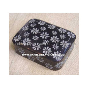 Black Marble <b>Box</b> With <b>Floral</b> Carving - Product Image 1