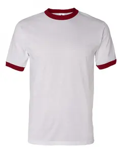 Impressão personalizada 100% algodão Tripulação pescoço Camisa slim fit T Ringer