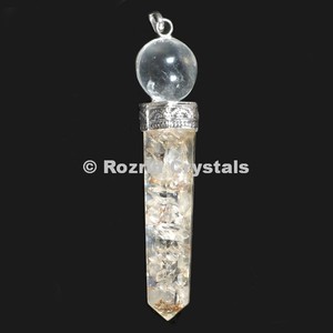 Orgonite Clear Crystal Point With Crystal Ball Pendant - Product Image 1