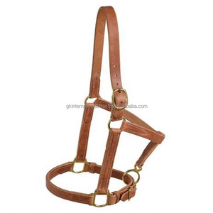 Licol de cheval en cuir marron cousu, épais et robuste, de toutes les tailles personnalisées, avec boucle et anneaux en laiton massif - Product Image 3