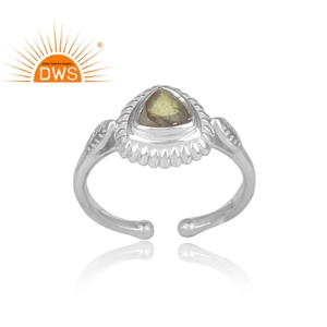 Bague triangulaire en argent Sterling 925 pour femme, anneau classique de créateur, pierre précieuse, Labradorite, bijou fait à la main, vente en gros - Product Image 2