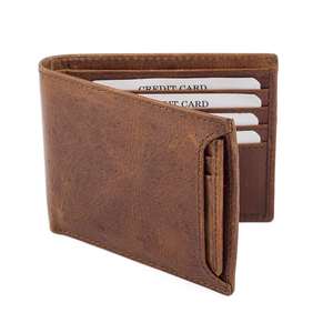 Cartera de cuero de becerro de vaca de alta calidad para hombre, hecho a mano diseño plegable, bordado abierto, estampado de logotipo personalizado, recién llegado, India - Product Image 2