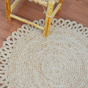 Tapis de jacinthe rustique rond et personnalisé, tapis de sol en paille fait à la main, vente en gros, fabriqué au Vietnam, - Product Image 2