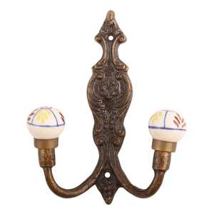 Perchas de hierro de cerámica hechas a mano con hojas marrones y amarillas, colgadores de toalla reutilizables de utilidad para sombreros, bolsas montadas, ropa resistente - Product Image 1