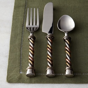 Couverts en acier inoxydable avec poignées en laiton torsadé et en cuivre pour ustensiles de cuisine et fêtes - Product Image 1