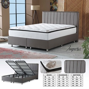 Juego de dormitorio de lujo con cabecero de cama colchón armario tocador mesa auxiliar base de cama con almacenamiento colchón de muelles de bolsillo - Product Image 5