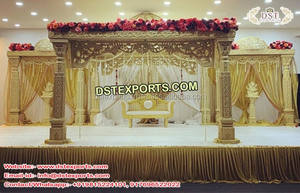Boda tradicional Mandap de madera decoración último diseño antiguo Mandap de madera conjunto impresionante boda madera tallada Mandap EE. UU. - Product Image 4