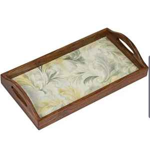 Organizador de comida de desayuno de madera natural sin terminar personalizado bandejas de servicio anidadas de madera con asas para decoración artesanal - Product Image 5