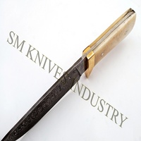 Pisau Koki Baja Karbon Damascus Buatan Tangan 10 inci, Pisau Tempur, Peralatan Dapur Profesional, Pola Tangga, Tajam Seperti Pisau Cukur