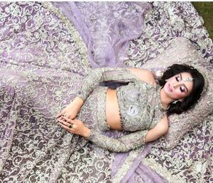 ATIYA LIBAS Royal Indian/Pakistanaise Long Trail Lehenga Choli Robe de mariée avec pierre de cristal pour les femmes-2019 - Product Image 4