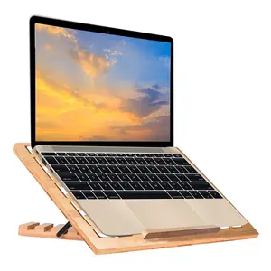 Multi-Position Adjustable Bamboo Laptop Bed Lap Tray Bamboo Laptop Stand
