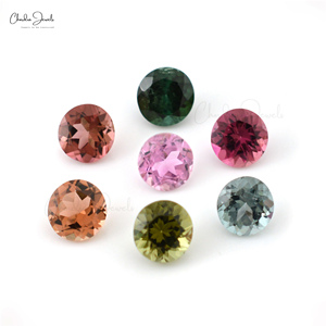 100% naturel 5mm multi tourmaline ronde coupe pierre précieuse en vrac 0.55 carats pierre précieuse impeccable en vrac fournisseur en gros de l'Inde - Product Image 1