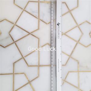 Nuovo Design di <span class=keywords><strong>Mosaico</strong></span> in Marmo con Intarsio in Ottone a Getto d'Acqua di Xiamen Goodluck - Product Image 3