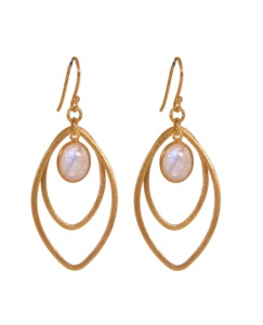 Hermosos pendientes de plata de ley 925 hechos a mano, nuevo diseñador, chapado en oro, piedra lunar arcoíris, piedras preciosas para bodas, fiestas, regalos - Product Image 1