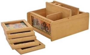 Sous-verres ronds en bois faits à la main Nirmala Handicrafts, Chokor Jem, pour la maison, le bureau, la table, le café, le thé, en provenance du Rajasthan - Product Image 6