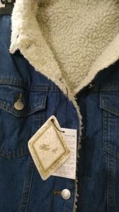 บังกลาเทศสต็อก Lot ตราป้ายผู้หญิงสุภาพสตรี Borg Denim แจ็คเก็ตแขนยาวขนแกะขนสัตว์ Jean แจ็คเก็ต Warm Parka เสื้อ - Product Image 5