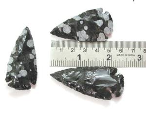 Puntas de flecha talladas y grabadas en ágata india Snowflake de 2.00 pulgadas, pieza de arte coleccionable - Product Image 1