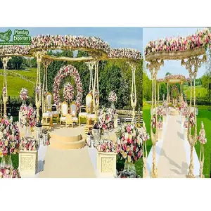 Outdoor Rustic Theme Wedding Garden Mandap Stunning Wedding Ceremony Outdoor Mandap UK Latest Mandap Decor for Wedding Ceremony