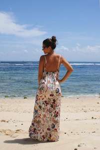 ชุดเดรสชายหาดพิมพ์ลายดอกไม้สำหรับผู้หญิง,ชุดเดรสหลวมชุดเดรสชายหาด Boho เปิดไหล่แขนกุดยาวถึงข้อเท้าปี2020 - Product Image 4