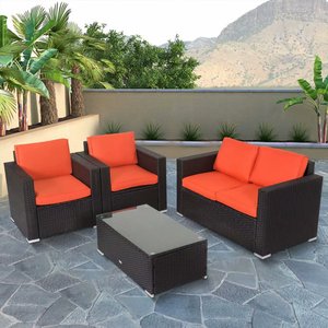 Long <b>Sofa</b> and Armchair Set with European Design <b>Cushions</b> (10 Cm) <b>for</b> Outdoor Furniture Living Room & Hotel Use - Product Image 1