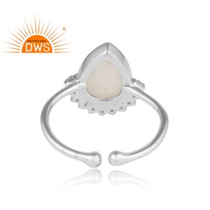 CZ & Rainbow Moonstone <b>Ring</b> Lovely Design Jewelry Wholesaler Solid 925 <b>Sterling</b> Fine <b>Silver</b> <b>Adjustable</b> <b>Ring</b> Jewelry Manufacturer - Product Image 3
