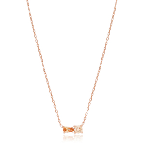 Collar de diseño delicado de dos piedras de citrino para mujer, joyería de plata de ley 925 turca hecha a mano, venta al por mayor - Product Image 1