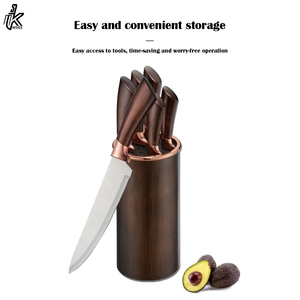 Custom Professional 6pcs Slicer Chef Knife Sets Stainless Steel Set <b>Kitchen</b> Knives with Round Block - Product Image 4