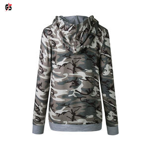 Sudadera con capucha con estampado de camuflaje para mujer, jersey de tela 100% de poliéster con Logo personalizado, ropa de moda cálida para exteriores con mangas completas - Product Image 2