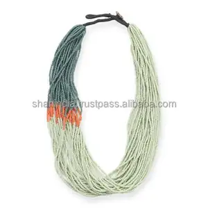 Handmade Seed Bead Miyuki Mix Color multi strand beaded statement necklace / Seed Beads Necklace Fashion Jewelry for women