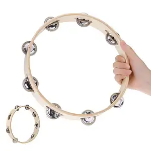 Gỗ Cầm Tay Không Đầu Tambourine Hàng Đơn Jingle Nhạc Cụ Trẻ Em