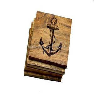 แผ่นรองและแผ่นรองจานไม้รองแก้วไม้ดีไซน์แบบทะเลพิมพ์ลายที่กำหนดเอง - Product Image 5