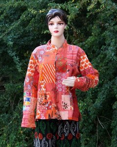 Chaqueta de retales hecha a mano para mujer, abrigo Hippie, Reversible, acolchada, de algodón indio, surtido - Product Image 6