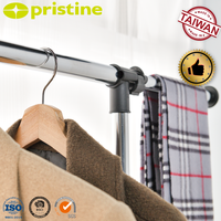 Porte-vêtements double en métal avec barres extensibles et roulettes pour le rangement à domicile