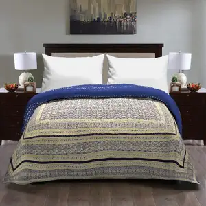 床上用品床罩装饰毯拼布Kantha被子制造商印度扔手工Kantha King尺寸柔软