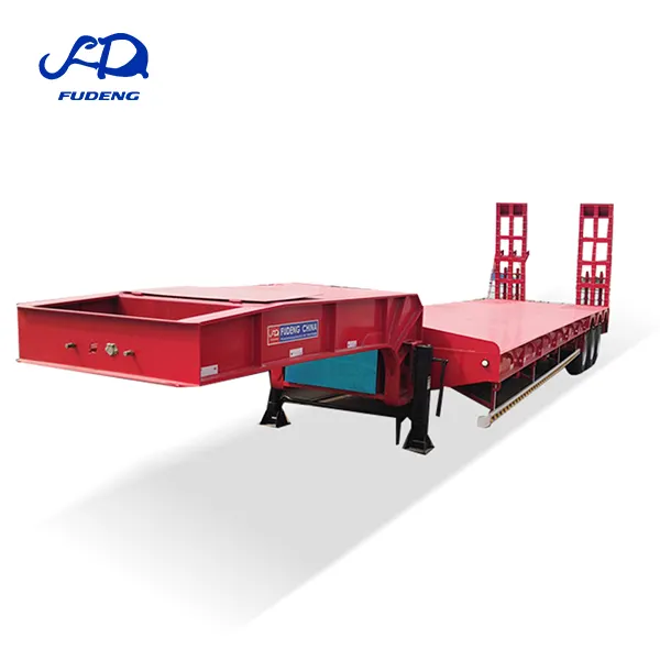 China factory 3 4 axles 70t lowbed trailer construction machine low boy loader with bpw/fuwa axles low bed truckssemi trailers