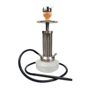 Arabic Sisha Hookah Stainless Steel Body With Pottery Bowl #SD-7501