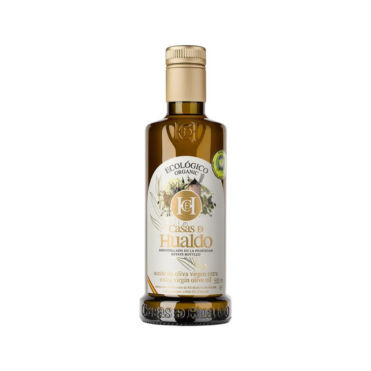 Olio d'oliva Extra vergine spagnolo. Premium-organico-500ml. Il risultato è un olio piacevole e profumato con un lungo retrogusto.
