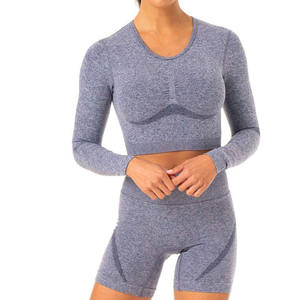 Top de manga larga sin costuras para mujer, ropa deportiva sexy transpirable de manga larga para gimnasio - Product Image 5