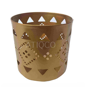 Soporte colgante de luz en T pintado en gris con corte creativo Portavelas votivo de hierro de larga duración | Soporte de candelita creativo - Product Image 4