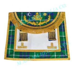 Kit de delantal de tela Scottish Master Mason con cuadrado bordado a mano y logotipo de brújula en la solapa del babero - Product Image 2