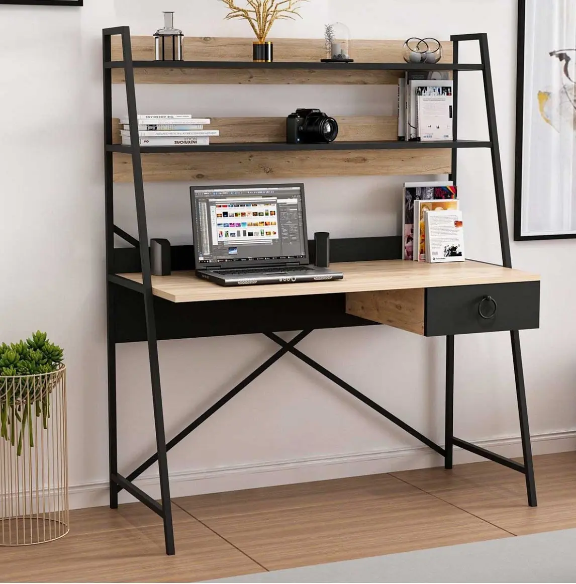 Mobilier de bureau moderne à prix d'usine, Design de luxe moderne, bureau personnalisé en bois inoxydable