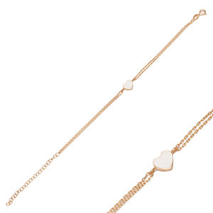 Pulsera de corazón de esmalte blanco minimalista, joyería de plata de ley 925 hecha a mano, venta al por mayor - Product Image 2