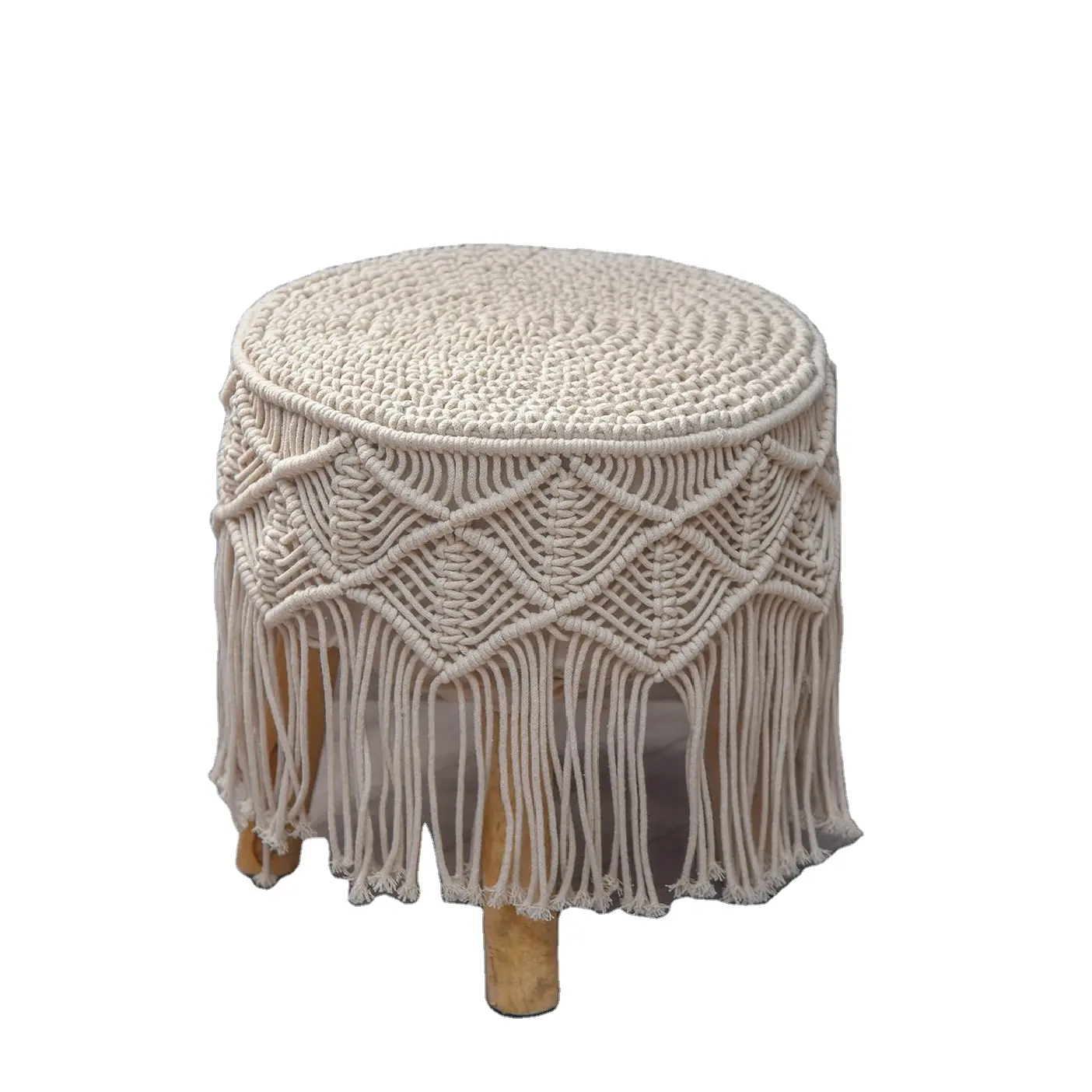 Ghế Macrame Phong Cách Boho Thiết Kế Hiện Đại Hình Tròn Macrame Phân Cho Phòng Khách, Phòng Ngủ