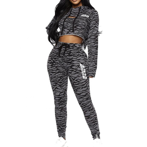 Conjunto deportivo con capucha y manga larga para mujer, ropa deportiva para Fitness, cuello con capucha, Color gris - Product Image 5