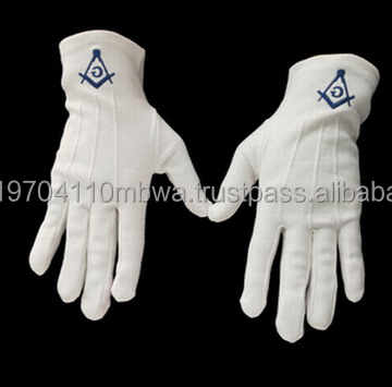 White Gold Masonic Rings - 100% Cotton, New, For Regalia & Ceremonial Use Masonic White Cotton Gloves - Foto 5