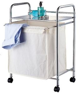 Panier à linge Landury traditionnel à roulettes en acier, écologique, de haute qualité, pour usage hôtelier, 54x35.5x73cm - Product Image 1