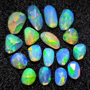 Ethiopian Opal Multi-fire Rose Cut Faceted Cabochon Uneven Shape Natural Amazing Quality <b>Loose</b> <b>Gemstones</b> for Jewelry Earring - Product Image 1